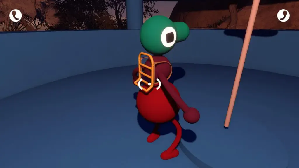 Player wearing an attached backpack in Big Walk