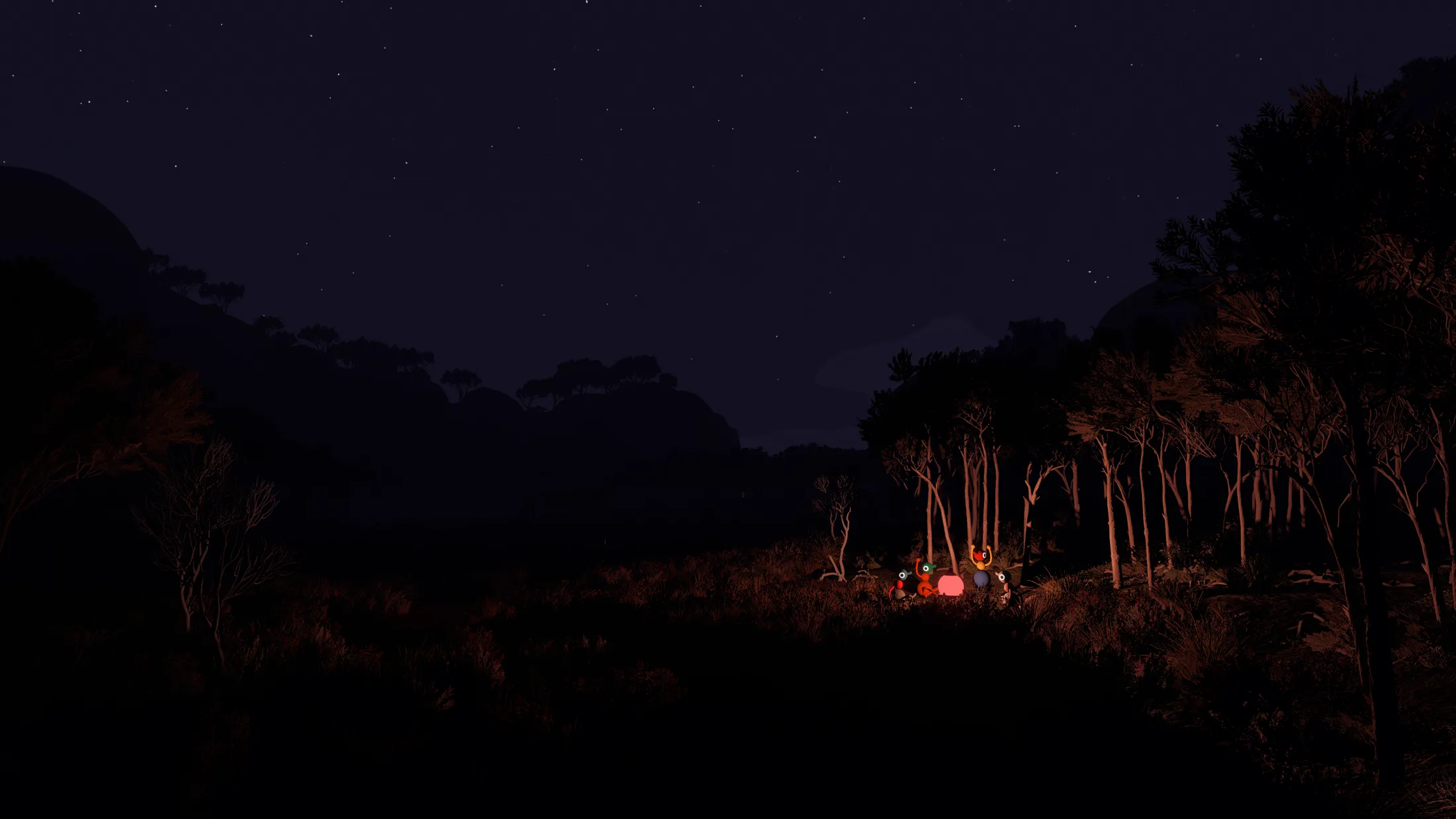 Big Walk players gathered together at night