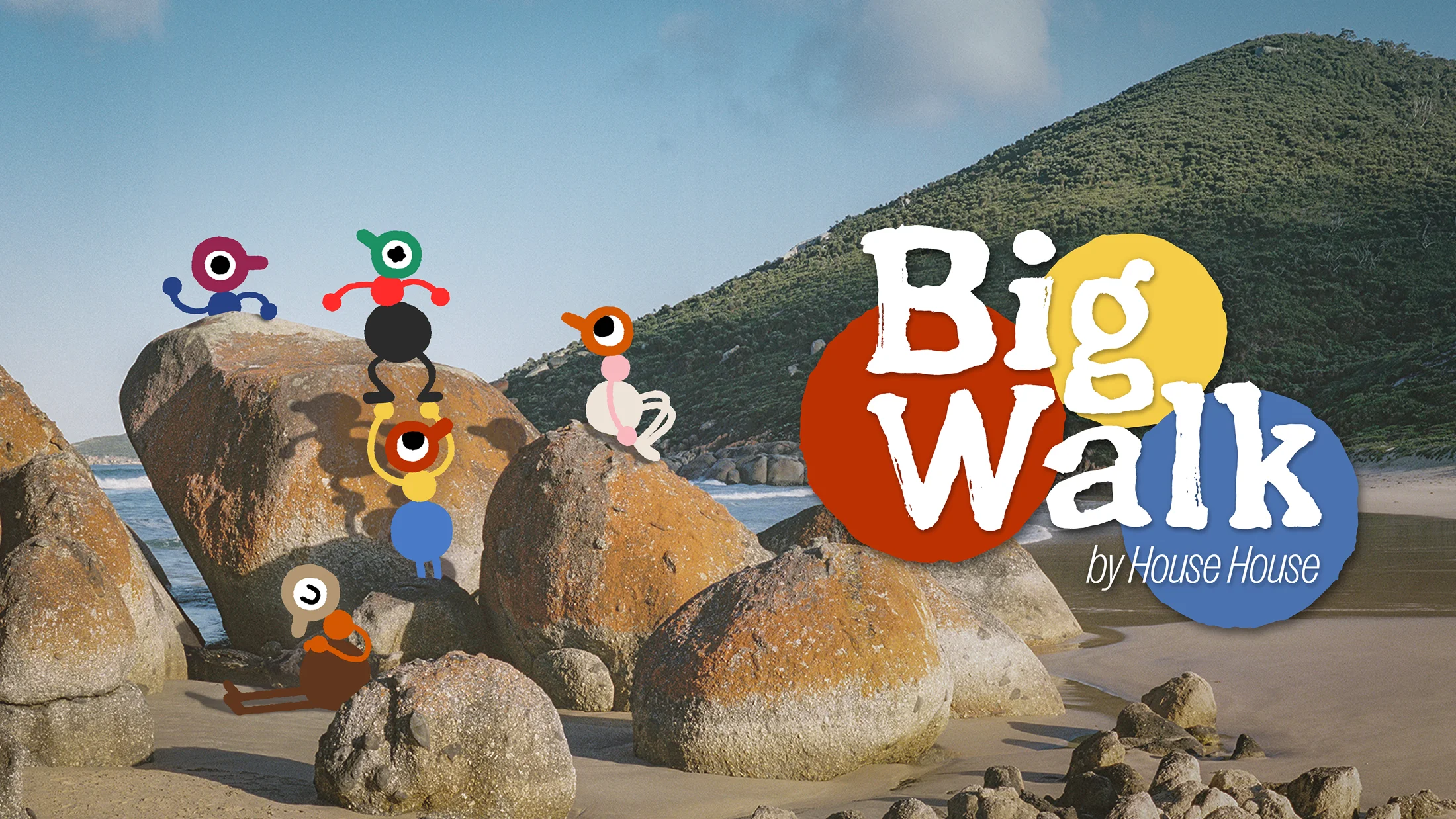 Official Big Walk key art showing friends exploring the island