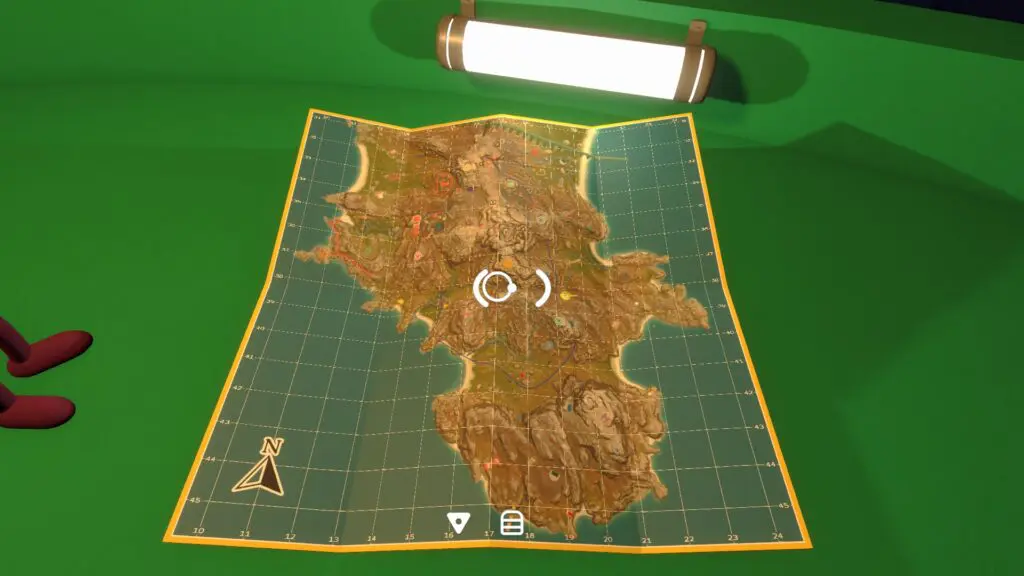Portable map opened and held in the Big Walk world