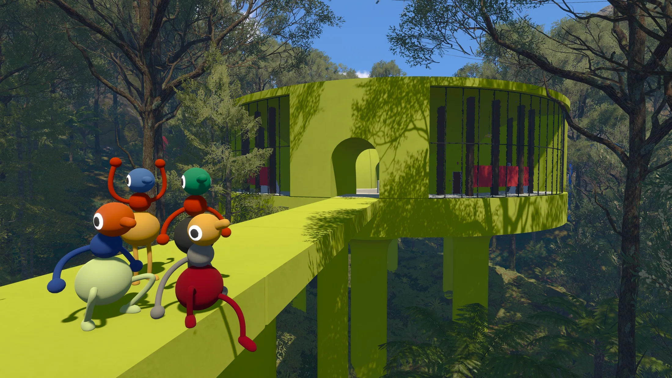 Big Walk players cooperating at a puzzle structure