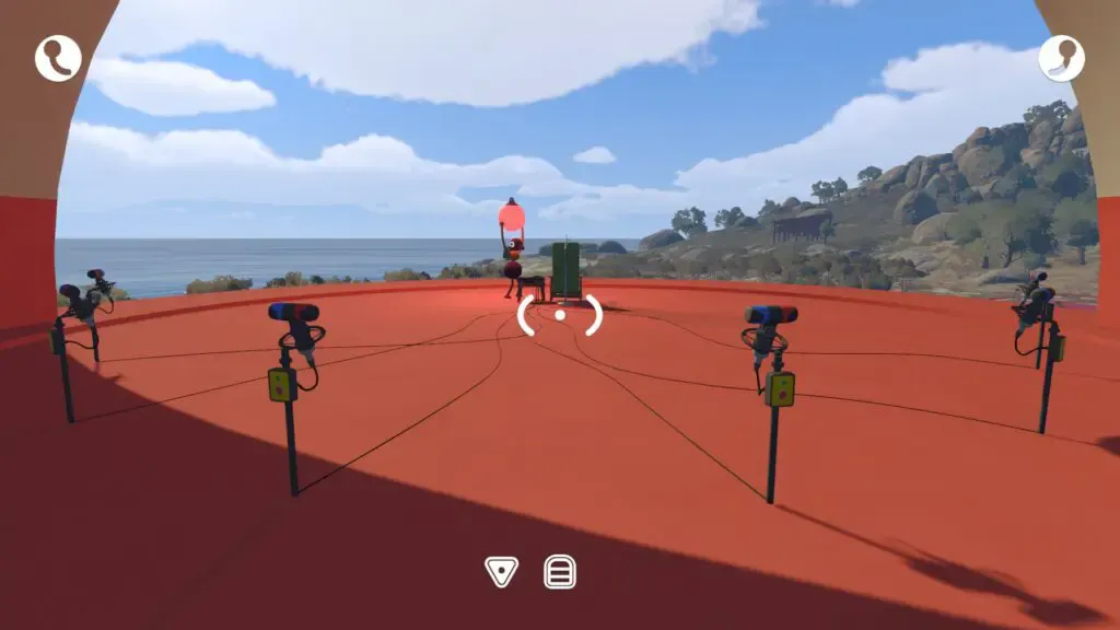Headphone chair and microphone-testing area in the Yellow route